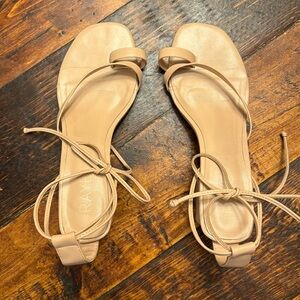 Raye Neutral Strappy Sandal Heels Bridal Formal Leather size 8